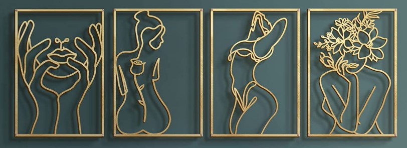 Art Silhouette Female Metal Wall Art